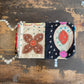 Colourful patchwork purse on a wooden surface