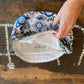 HAND-PRINTED COTTON MAKE-UP BAG SET BLUE