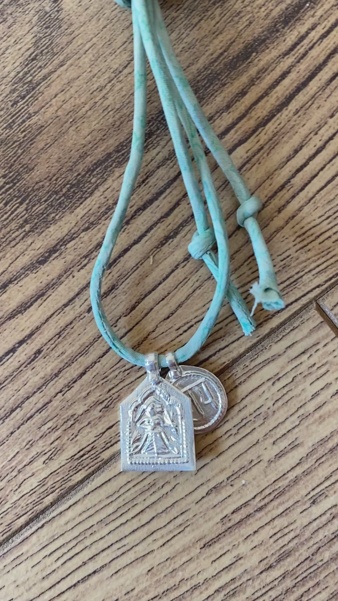 Lisa Taylor Design, Painted deities necklace on sari cord