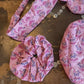 HAND-PRINTED COTTON MAKE-UP BAG SET PINK