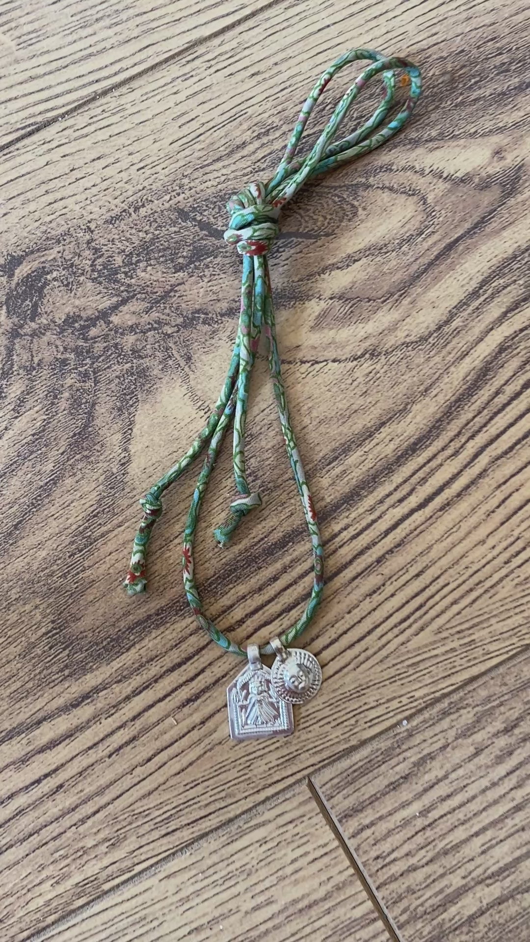 Lisa Taylor Design, Painted deities necklace on sari cord