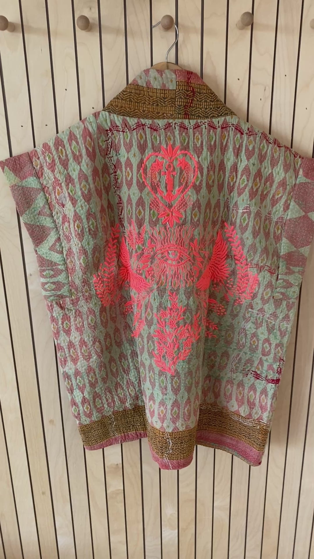 FLOURO EMBROIDERED KANTHA CHRISSY WAISTCOAT, LISA TAYLOR DESIGN