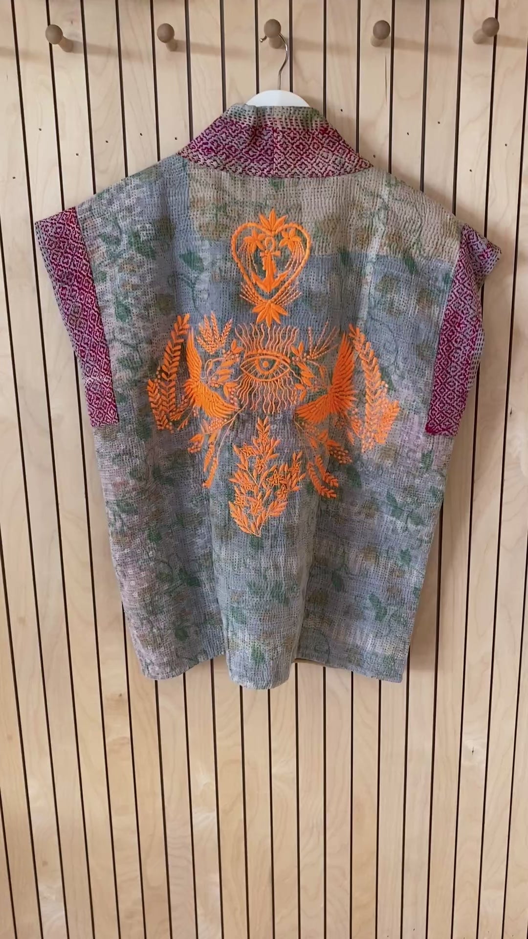FLOURO EMBROIDERED KANTHA CHRISSY WAISTCOAT, LISA TAYLOR DESIGN
