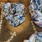 HAND-PRINTED COTTON MAKE-UP BAG SET BLUE