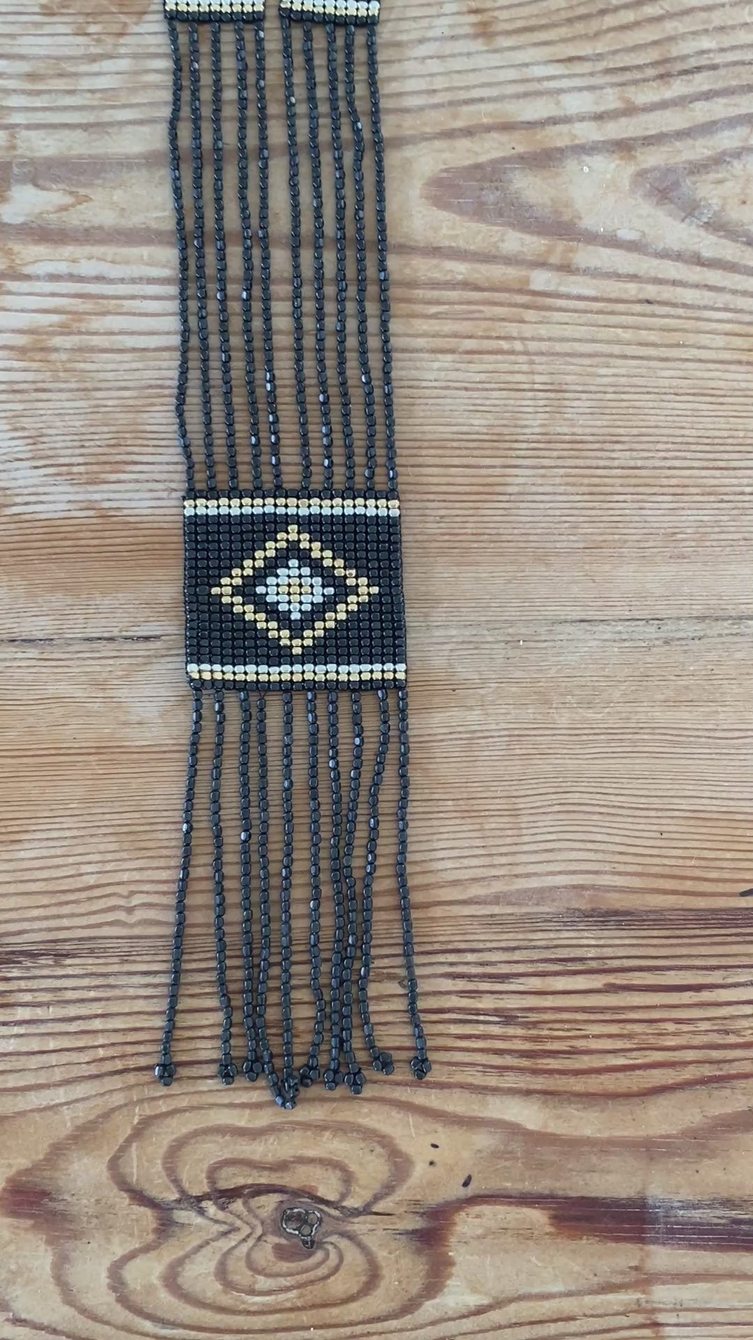Lisa Taylor Design, Painted deities necklace on sari cord