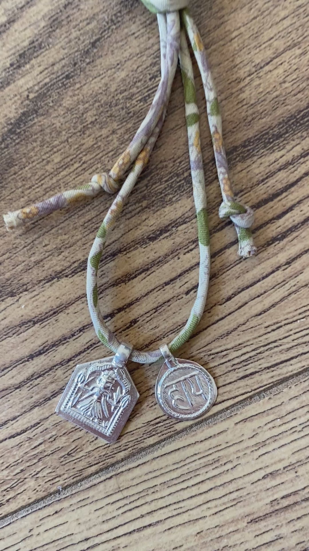 Lisa Taylor Design, Painted deities necklace on sari cord